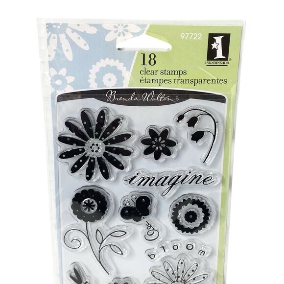 Inkadinkado Brenda Walton Poly Clear Stamps Set of 18 Garden Words Floral - Picture 2 of 4